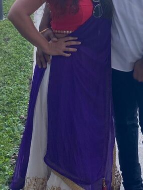 Purple and White Women's Lehenga